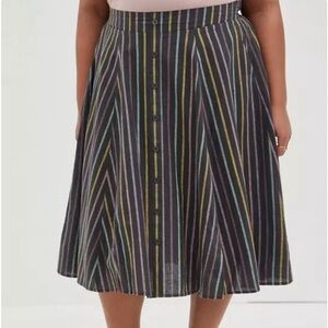 Chic Striped A-Line Skirt in Pastels